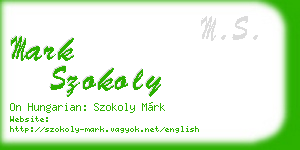 mark szokoly business card